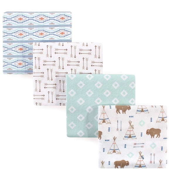 Hudson Baby Accessories New Hudson Baby 4 Pack Receiving Blankets